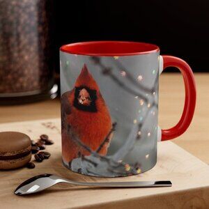 Red Cardinal Bird Coffee Mug Cup Christmas Coffee Lover Ceramic Handmade